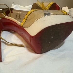 Christian Louboutin Red and White Heels with Yellow Accents